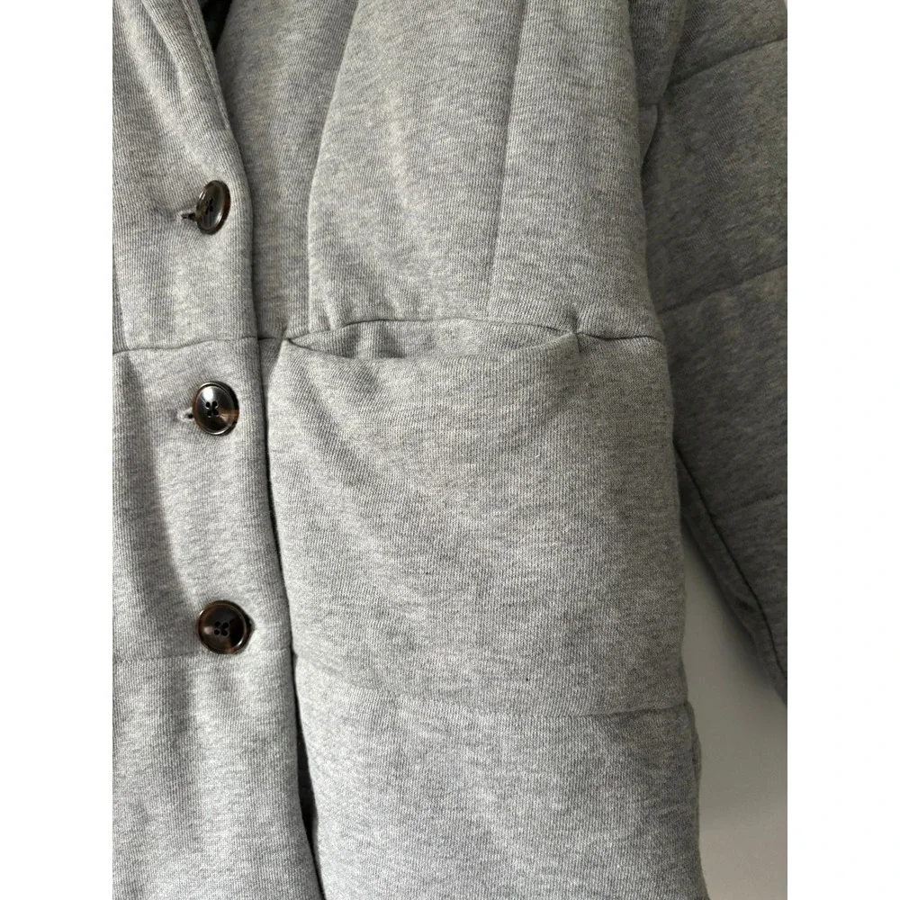 Madewell Quilted Shaw Puffer Coat Women S Gray Button Jacket Front Pockets